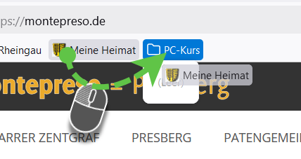 Lesezeichen in den Ordner ziehen